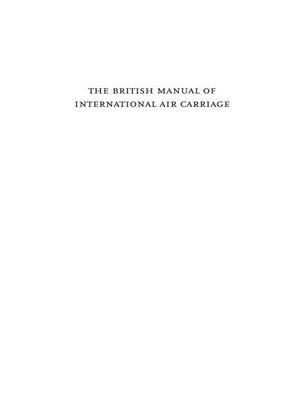 cover image of British Manual of International Air Carriage